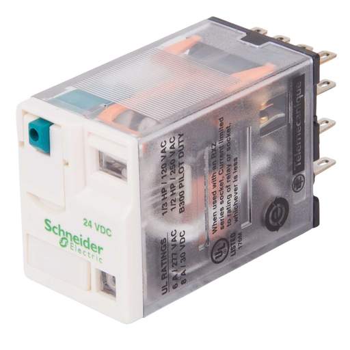 Schneider Harmony Relay 24V DC 6A 4 C/O Contacts Miniature Plug In Relay