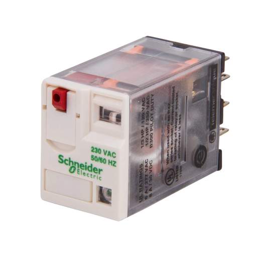 Schneider Harmony Relay 230V AC 6A 4 C/O Contacts Miniature Plug In Relay with LED