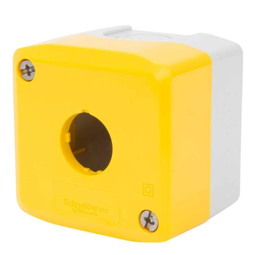 Schneider Harmony 1 Hole Plastic Empty Pushbutton Station Yellow / Grey IP65