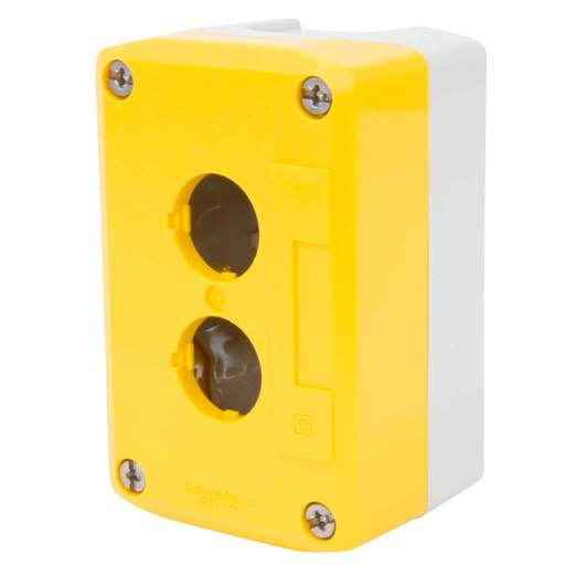 Schneider Harmony 2 Hole Plastic Empty Pushbutton Station Yellow / Grey IP65