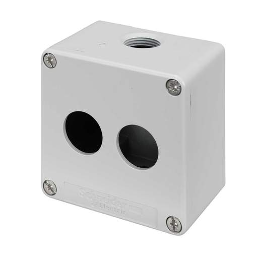 Schneider Harmony 2 Hole Die-Cast Empty Pushbutton Station Grey IP65