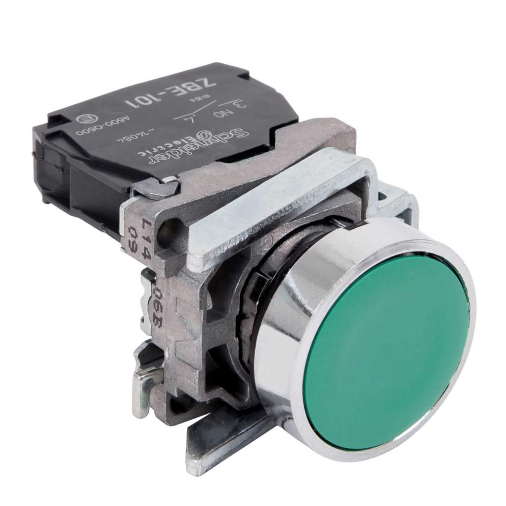 XB4BL73415 Double Headed Pushbutton Switch - 1pc Flush Green & Extended Red