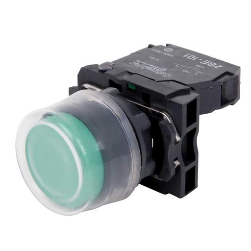 Schneider Harmony Flush Booted Spring Return 1 NO Pushbutton Green