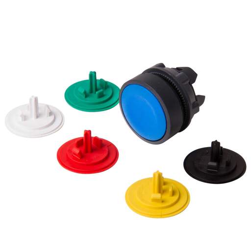 Schneider Harmony Unmarked Spring Return Flush Pushbutton with 6 Multi-coloured Caps