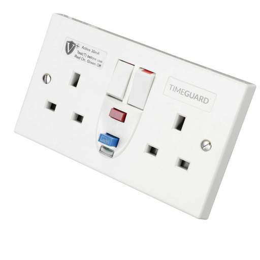 Timeguard 13A 2 Gang Active RCD Socket White