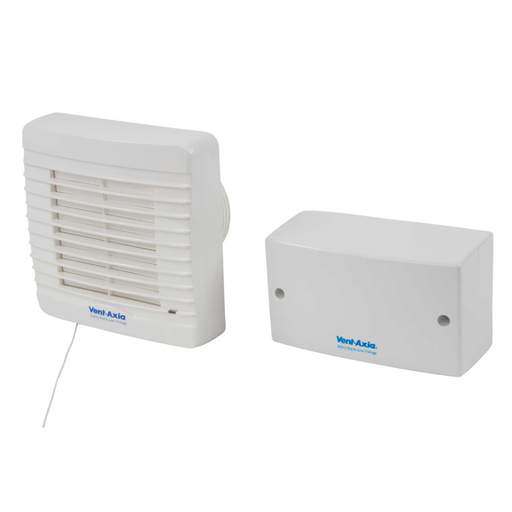 Vent Axia VA100SVXH12 100mm 4" LV Bathroom Auto Shutter Fan with Humidistat and Pullcord