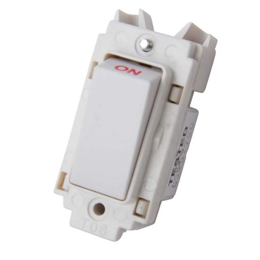 Volex 20A Double Pole Grid Switch marked On