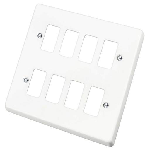 Volex 8 Gang Grid Front Plate White