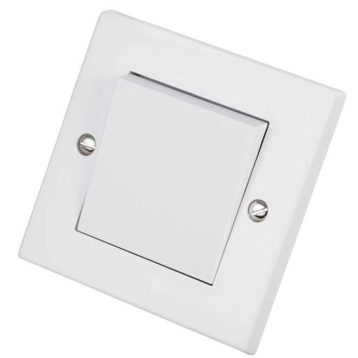 Volex 10A 1 Gang 2 Way Light Switch Wide Rocker White (VX4020) CEF