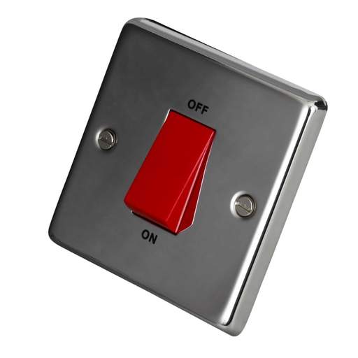 Volex 45A 1 Gang DP Switch Polished Stainless