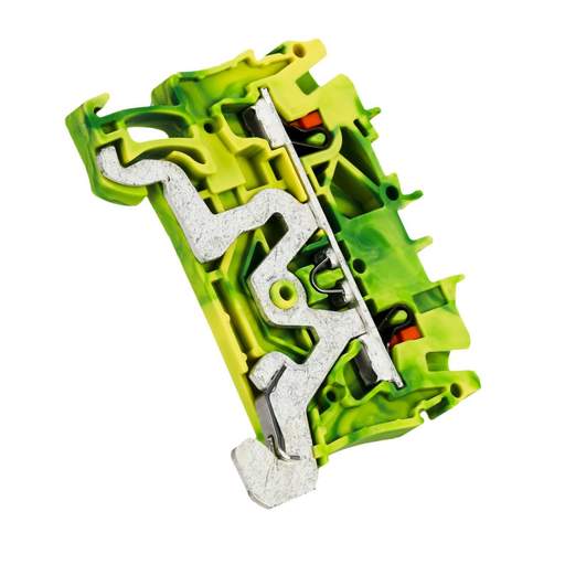 Wago 2.5mm Earth DIN Rail Terminal Push-In Green/Yellow