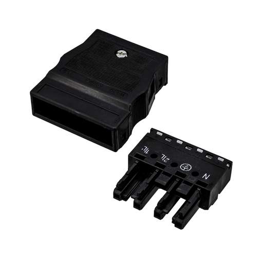 Wago Winsta® 25A 400V 4 Pole Female Socket with Relief Housing Black