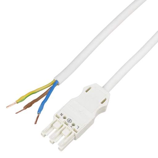 Wago WINSTA MIDI 16A 250V 3m 3 Pole Socket to Bare Lead White