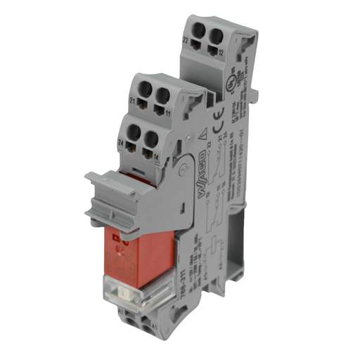 Wago 8A 12V DC 2 x C/O Miniature Relay and Socket with Indication and Retaining Lever