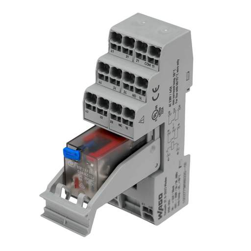 Wago 5A 24V DC 4 C/O Relay and Socket with Indication and Retaining Lever
