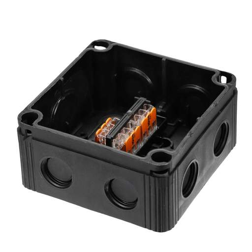 Wiska COMBI 407BK 95mm x 95mm x 60mm PVC Adaptable Box with Wago Connectors Black IP66