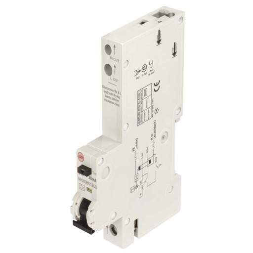 Wylex 50A Single Pole and Neutral 1 Module 6kA Type B 30mA Residual Current Breaker with Overload