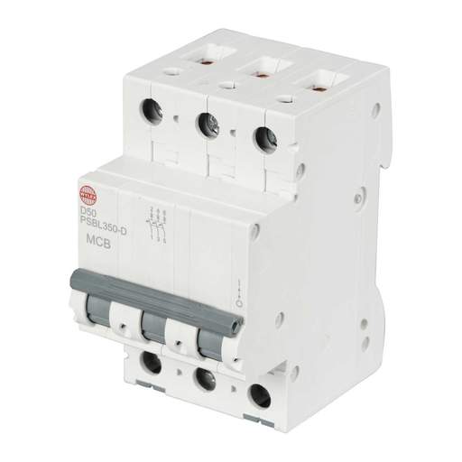 Wylex 50A Triple Pole 10kA D Curve MCB